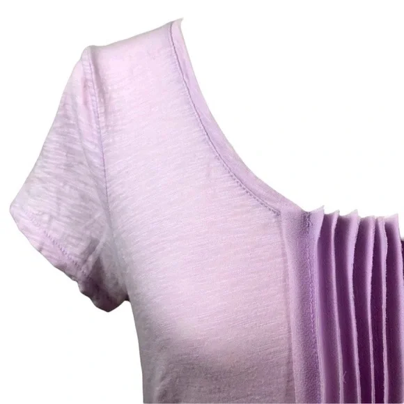 TALBOTS Pleated Panel Front Coquette Lavender Short Sleeve Pretty Shirt Mp - Picture 4 of 7
